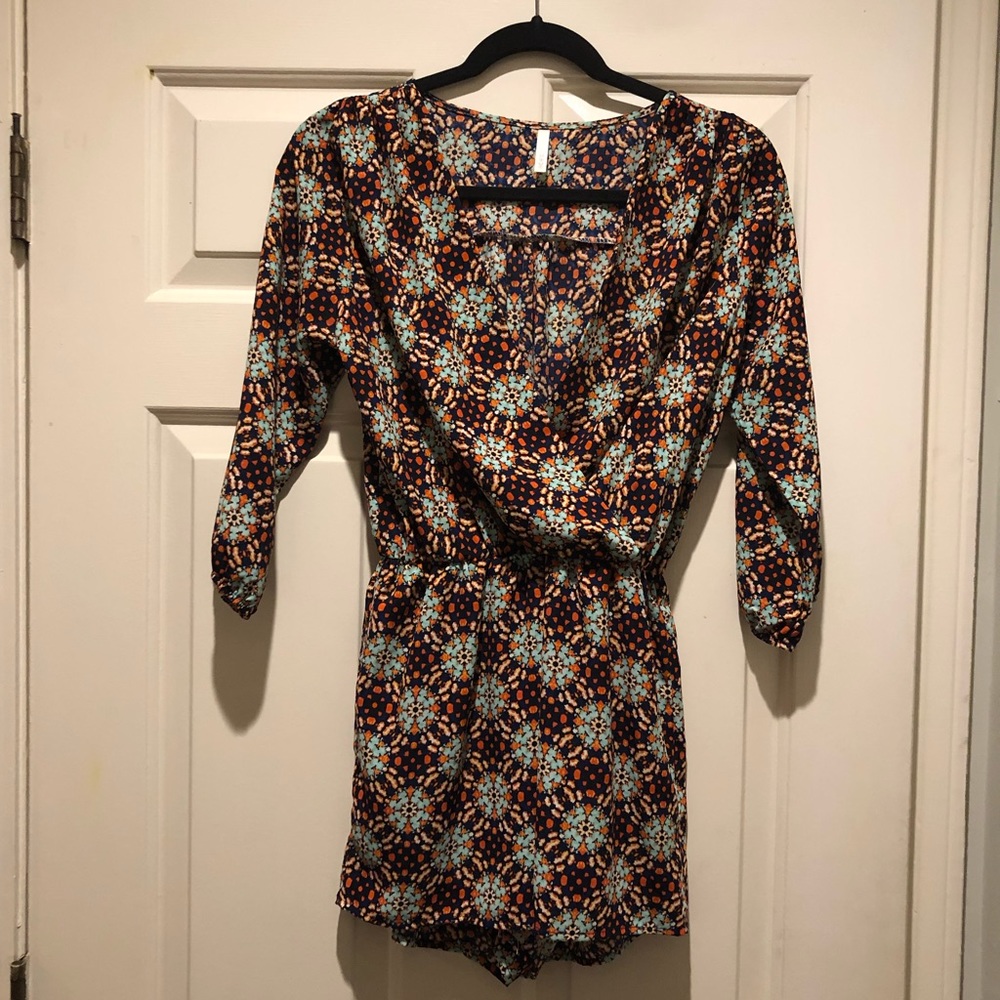 Sage 3/4 length-sleeved romper